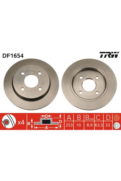 TRW Δίσκος frana DF1654, σετ 2 τεμ.
