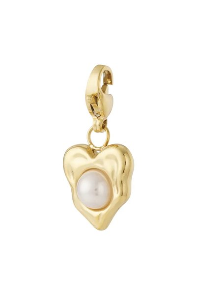 OEM Pandantiv Pearl Hear Mini auriu, din oțel inoxidabil, cu perle, placat cu...