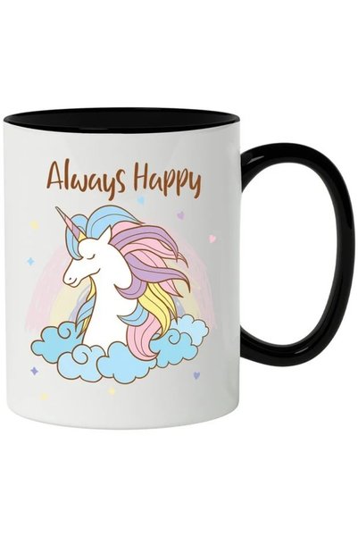 INOVATIX Κούπα Cana με Αγγλικό Μήνυμα Always Happy, Μονόκερος, Curubeu, Nori,...