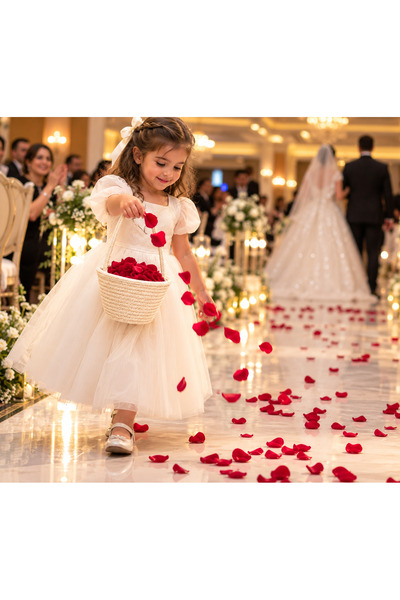 ENA „Coș cu petale de trandafir – Coșul fetei florar – Coș de nuntă – Coș împ...