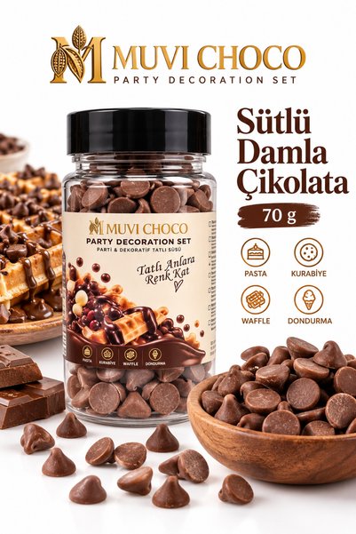 Muvellia MUVI CHOCO Sütlü Damla Kokolin (Tatlı & Dekoratif Süs) 70G