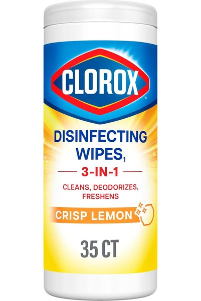 Clorox مناديل مطهرة، 35 منديلًا، برائحة الليمون المنعشة، تنظف بفعالية أكبر بث...