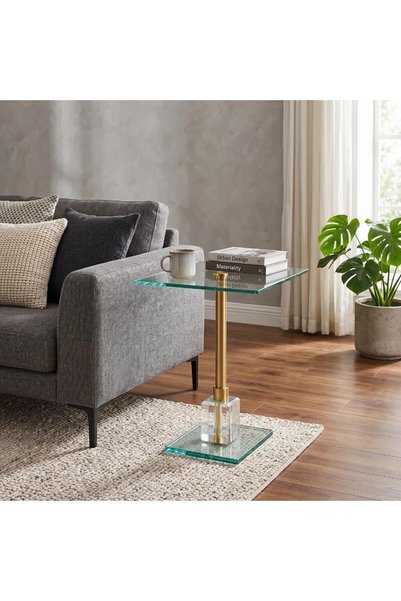 Al Hadaya Mall Stylish Design Stainless Steel and Glass Side Service Table ــ...