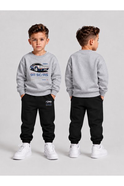 VODEXA Children's Printed Winter Sweatsuit Top and Bottom Set: 3-Ply Brushed ...