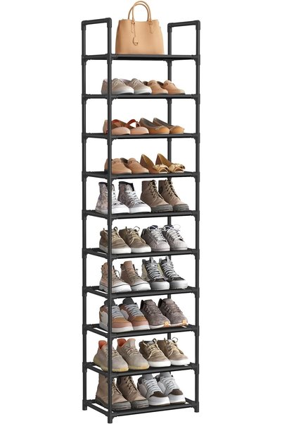 SONGMICS 10-Tier Shoe Rack, Shoe Stand, Space-Saving Shoe Storage, 45 x 28 x ...