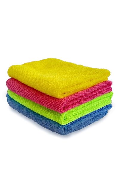 Konga Set profesional de lavete din microfibră, 4 culori, 40x40cm, pentru det...