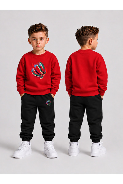 VODEXA Children's Printed Winter Sweatsuit Top and Bottom Set: 3-Ply Brushed ...