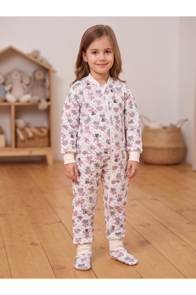 ÖZLEM BEBE Kitten-Print Padded One-Piece Outfit for Ages 1–6, 2.6 TOG