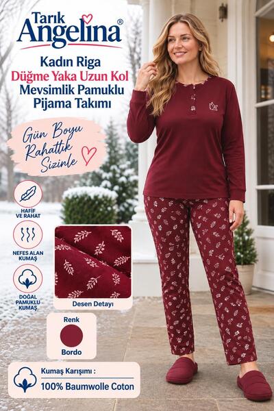 Tarık Homewear Tarık Angelina Γυναικείο Σετ Πιτζάμας Riga με λαιμόκοψη χαμόγε...