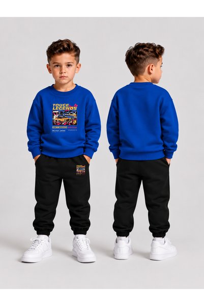 VODEXA Children's Printed Winter Sweatsuit Top and Bottom Set: 3-Ply Brushed ...