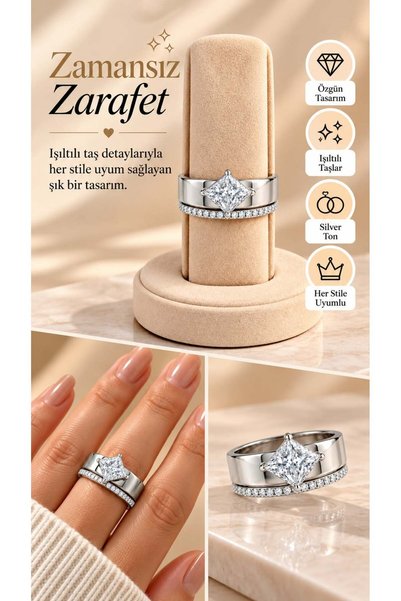 mdm style Silver Ring with Stone for the Pinky Finger and Knuckle