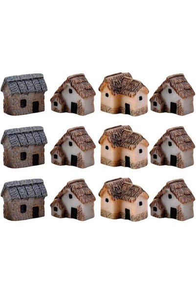 GENERAL Nimbusnote 12 Pieces Miniature Fairy Garden Stone House, Resin Moss M...