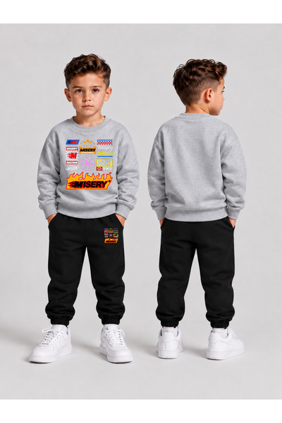 VODEXA Children's Printed Winter Sweatsuit Top and Bottom Set: 3-Ply Brushed ...