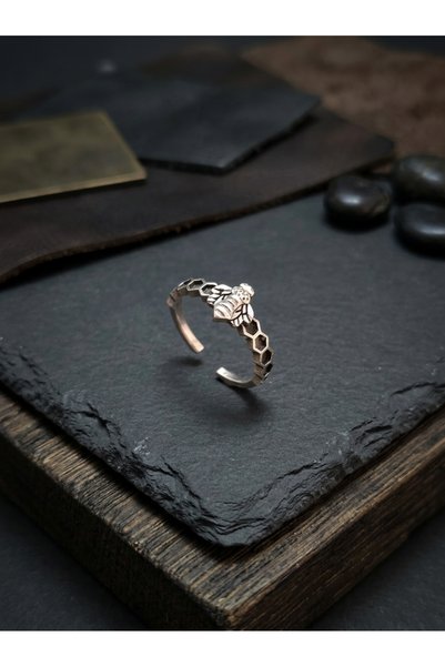 Velcari Adjustable Honeycomb-Patterned Nature-Themed Ring—Open Ring Suitable ...