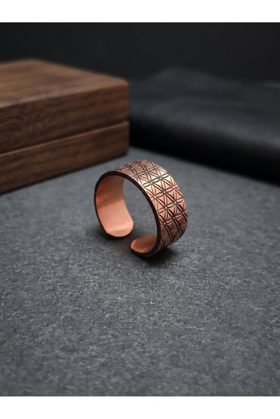 Velcari Copper Ring—Adjustable Geometric Triangle Design—Open Ring That Fits ...