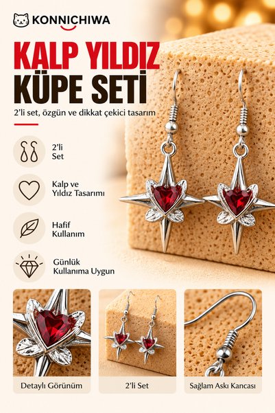 FG KONNİCHİWA and Gothic Dangle Earring Set with Star Motifs LET THE SPARKLE ...