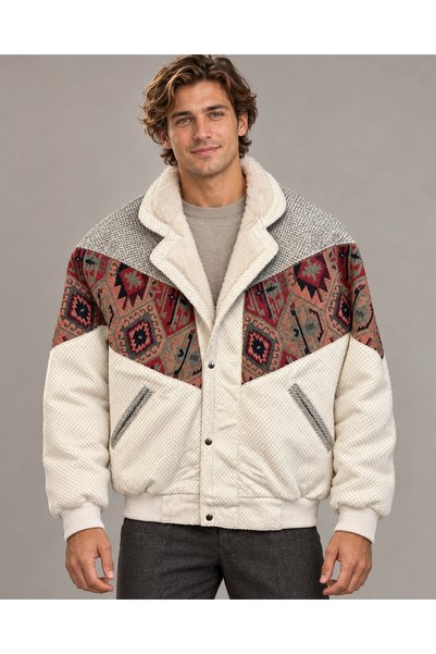 CANMODA (8113) Jachetă bomber pentru bărbați cu guler de blană, model vintage...
