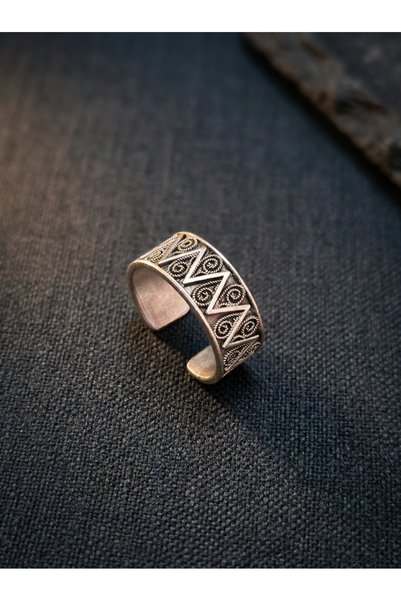 Velcari Adjustable Triangle Spiral Tribal-Patterned Ring—Open Ring That Fits ...