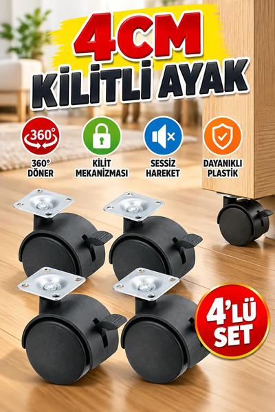canrodi 4 cm okretni točkići za nameštaj sa zaključavanjem od 360° – set od 4...