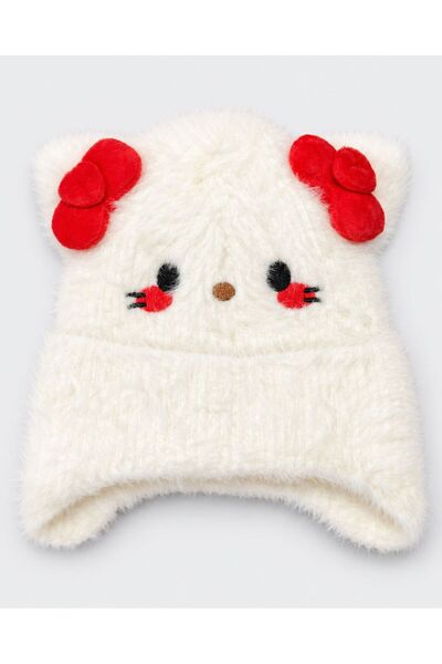PIECE SIGNATURE Little Hearts Soft Plush Girls' Winter Beanie with Bow Detail...