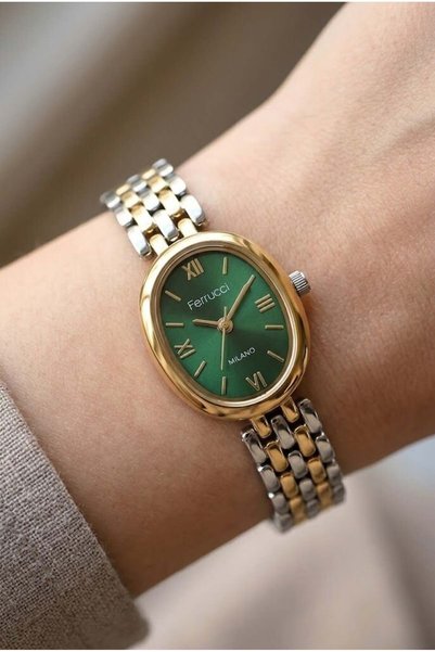 Ferrucci Vintage Elegant Women's Wristwatch | 21 mm Gold-Silver Steel Strap, ...