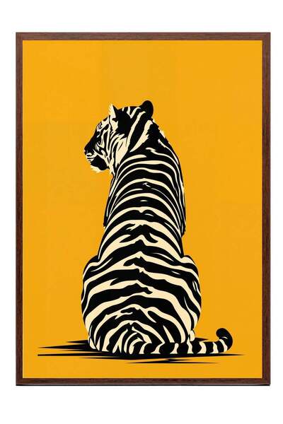 Postifull Tiger with Its Back Turned Poster – Brown-Framed Artwork No. 160650