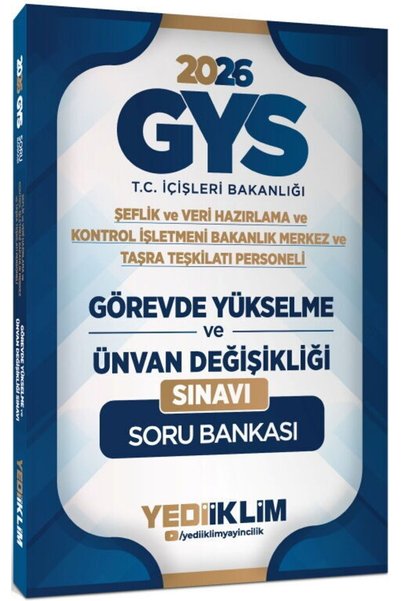 Yediiklim Yayınları Yediiklim 2026 GYS T.C. İçişleri Bakanlığı Görevde Yükselme ve Ünvan Değişikliği Sınavı Soru Bankas