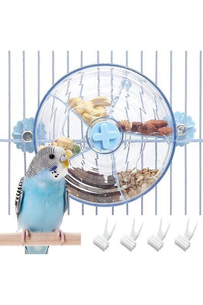TERRIFI Bird Foraging Toy, Interactive Parrot Puzzle Feeder with Rotating Whe...