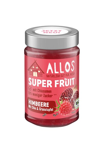 Allos Gem de zmeură organică cu îndulcitor alternativ, cu chia și turmeric 200 g