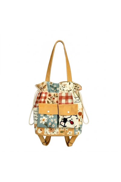 Street Bag حقيبة ظهر وحقيبة يد نسائية بتصميم كوري لطيف بنقشة قطة ملونة ونقشة ...