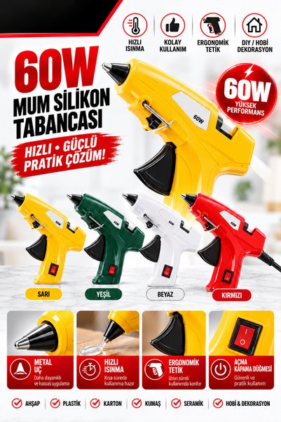 Fevito SAS FIX 60W Sıcak Silikon Tabancası , Elektrikli Yapıştırıcı Tabancası...