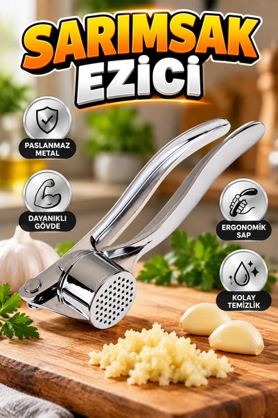 canrodi Presica za beli luk od nerđajućeg čelika – Ergonomska drška, snažno p...