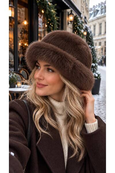 FELLMENS Coffee Soft Textured Plush Kalpak Women's Hat