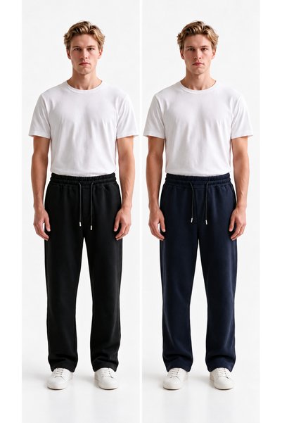 VESTRO Men's 2-Piece Baggy, Loose Fit Sweatpants with Brushed Inside Zippers,...