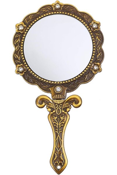 KASTWAVE 2 Packs Antique Handheld Mirror with Elegant Handle, Vintage Makeup ...