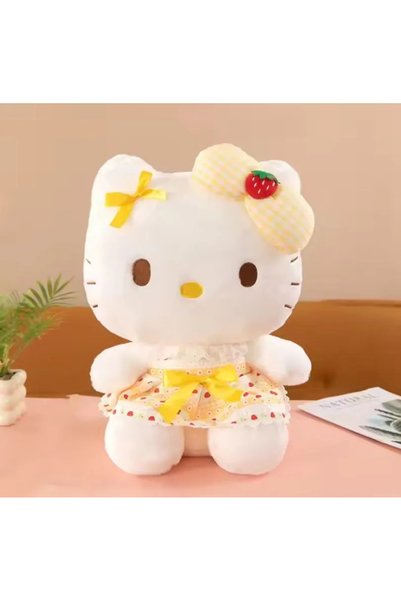 NB market Hello Kitty plush toy with a yellow strawberry pattern, 45 cm, larg...