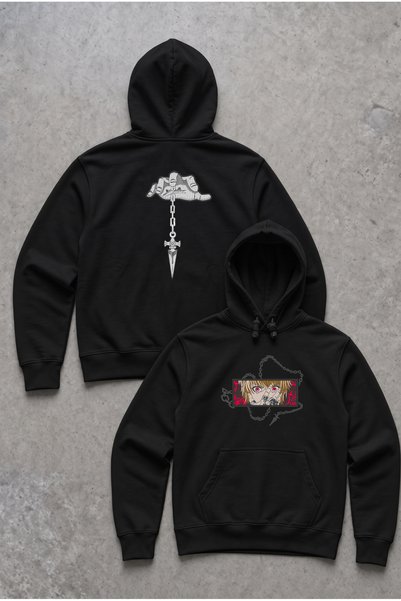 Silkensoul HunterxHunter Kurapika Red Eye and Chain Embroidered Kangaroo Pock...