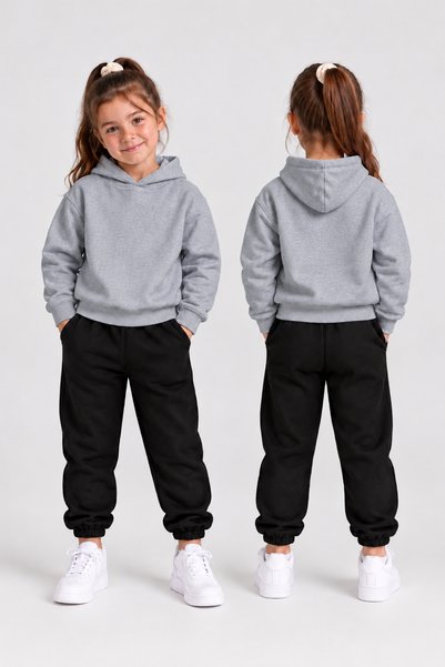 VODEXA Girls' Sweatsuit Set—Unprinted, Hooded Sweatshirt with No Print, Top a...