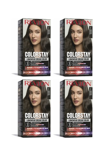 Revlon 4x PACHET Vopsea de păr Colorstay, Nr. 3 (Maro închis)