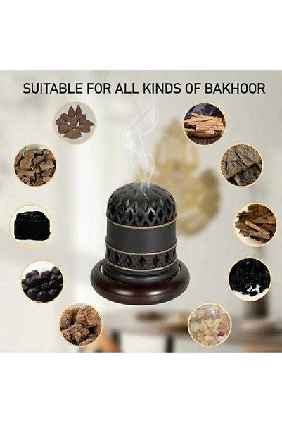Bakhoor BoSidin مبخرة راتنج عربية أنيقة – مبخرة كلاسيكية بتصميم شبكي وغطاء قب...