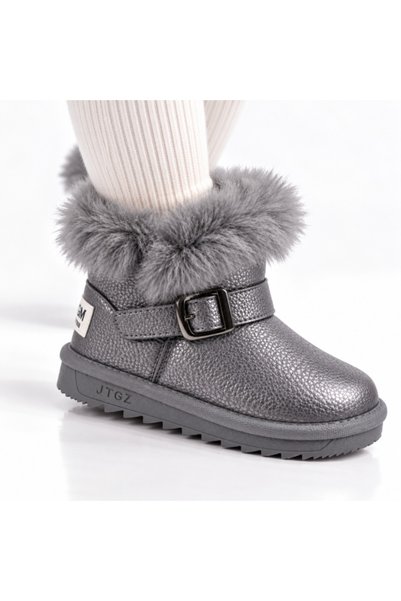 Superbaby Cizme gri sidefat pentru fetite cu catarama, Superbaby, Model Pufy,...