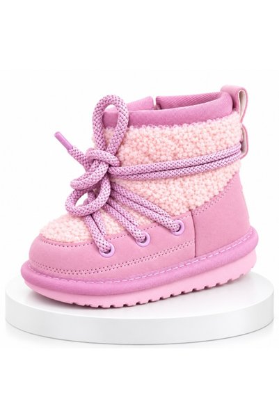 Superbaby Cizme roz imblanite pentru fete din piele ecologica, talpa cauciuc,...