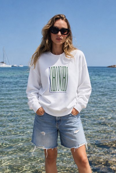Ortaya Çık White Sohonoho Printed Sweatshirt