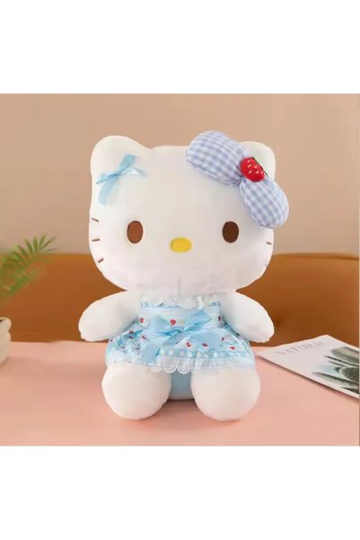 NB market Hello Kitty plush toy with a blue strawberry pattern, 45 cm, large ...