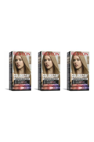 Revlon 3x PACHET Vopsea de păr Colorstay, Nuanță Blond deschis Nr. 8