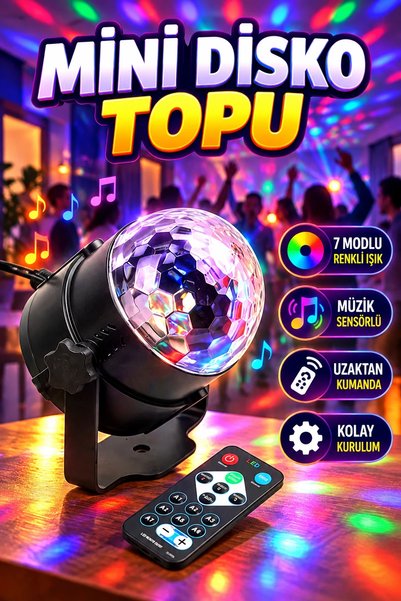 canrodi 7-Modal Colorful LED Disco Party Light with Music Sensor