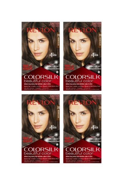 Revlon Pachet 4x ColorSilk Vopsea de păr frumoasă 20 Maro Negru