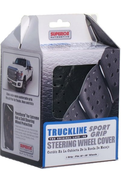 Superior 58-0470B Truckline Sport Grip Steering Wheel Cover, Black
