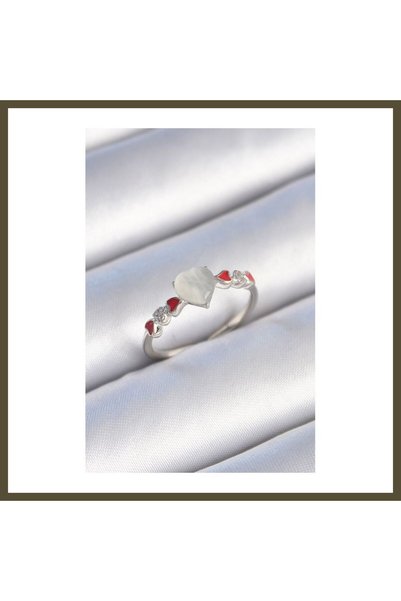 northcity n Rhodium-Plated White Enamel Women's Ring with Zircon Stone Embell...