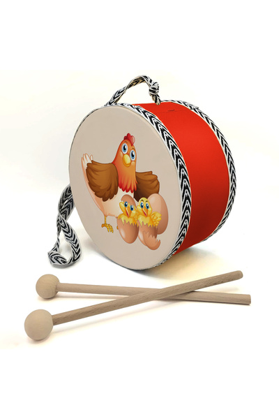 Souvenest Donkey Foal Printed Leather Children's Drum (Ages 1–5) - Red